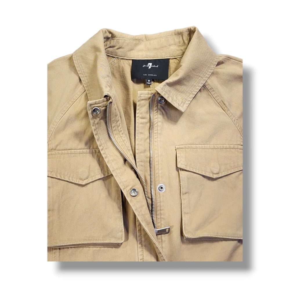 7 For All Mankind Military Utility Full Zip Snap Buttons Brown Jacket Women's M - Picture 10 of 16
